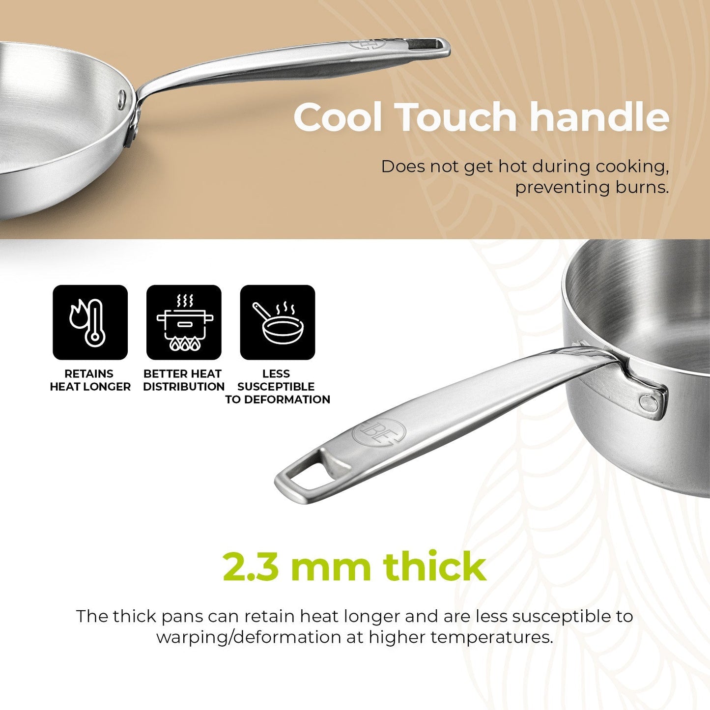 BE | LIVING Essential Series 12 pcs Cookware Set (Triply Stainless Steel)