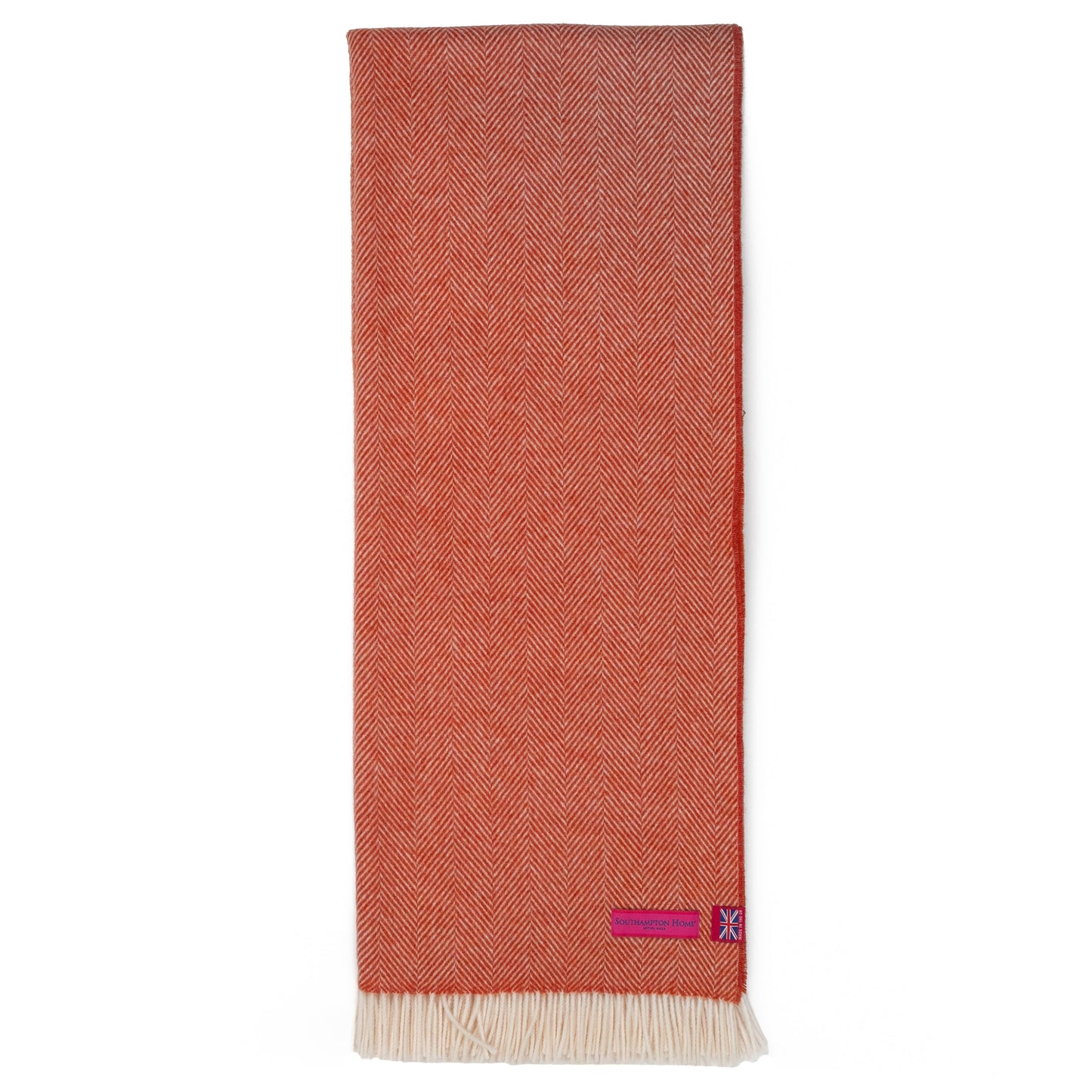Southampton Home Merino Wool Herringbone Throw - Melon