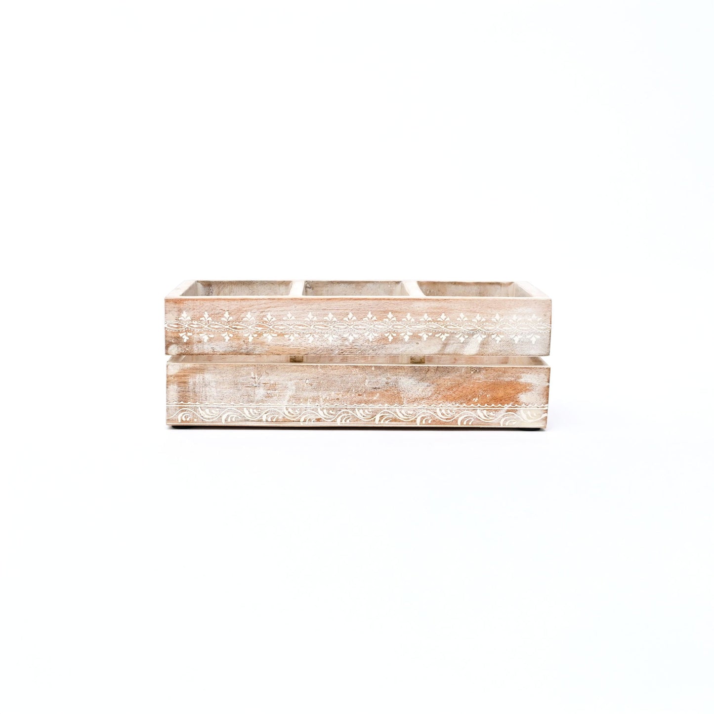 Natural Mango Wood Cutlery Holder | Hand-Carved Design