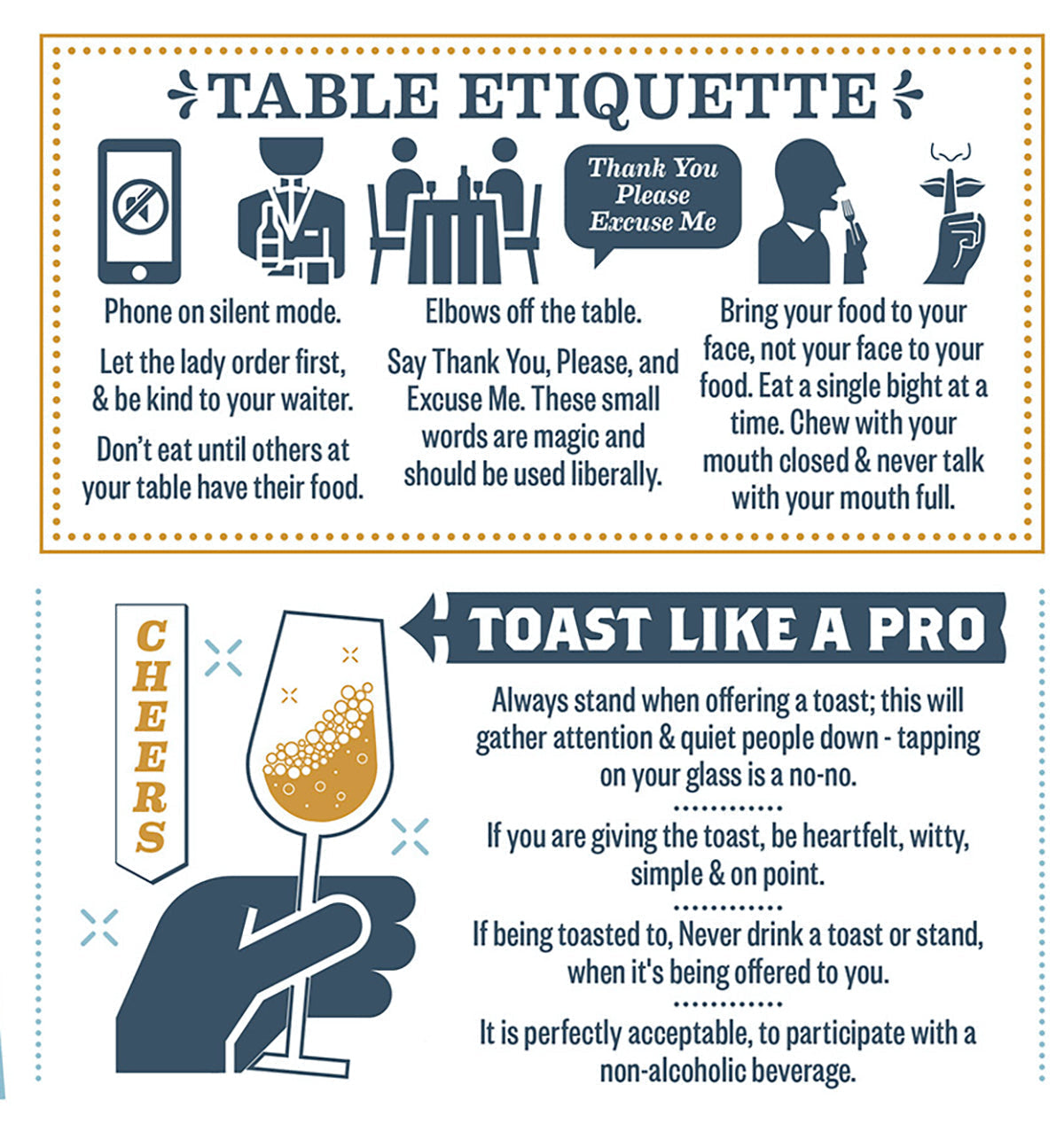 An Illustrated Guide for Cocktail Etiquette Tea Towel