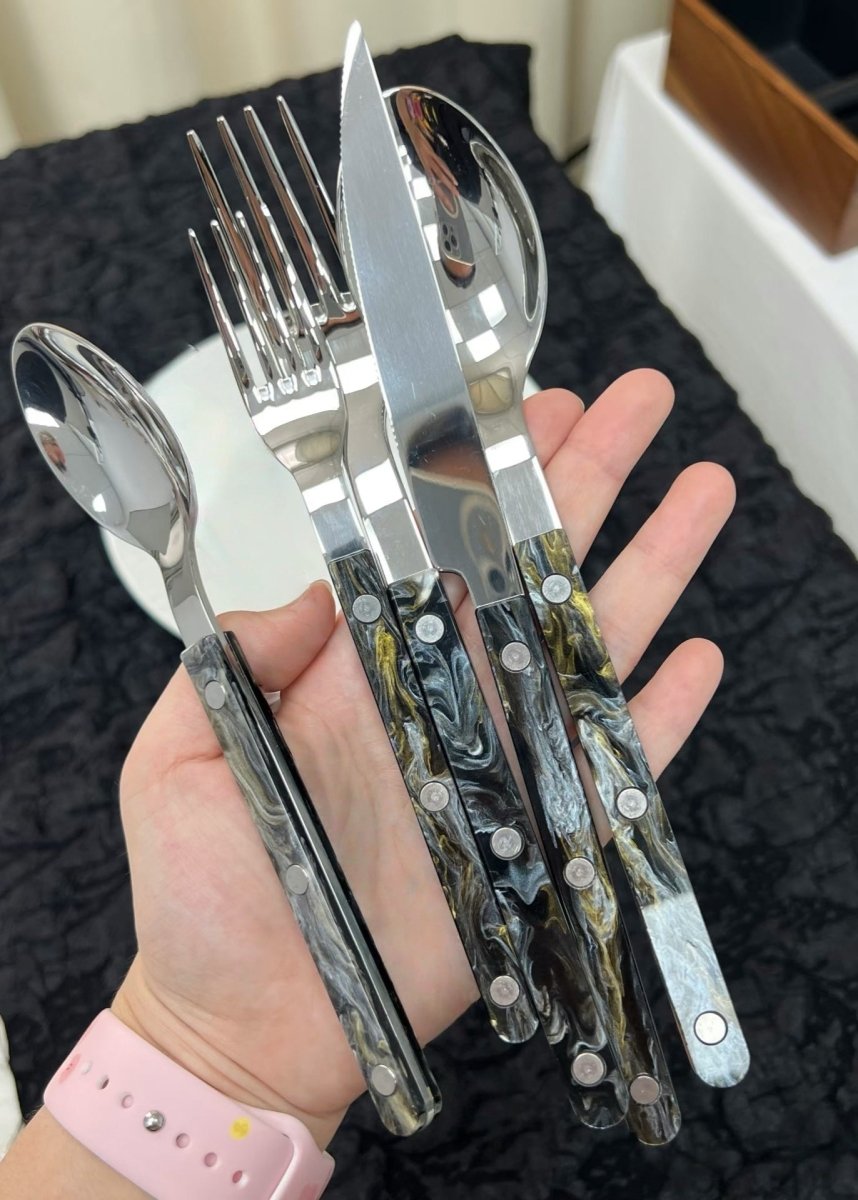 Set Of 10 Pcs Terra Flatware, Modern Elegant Cutlery Silverware