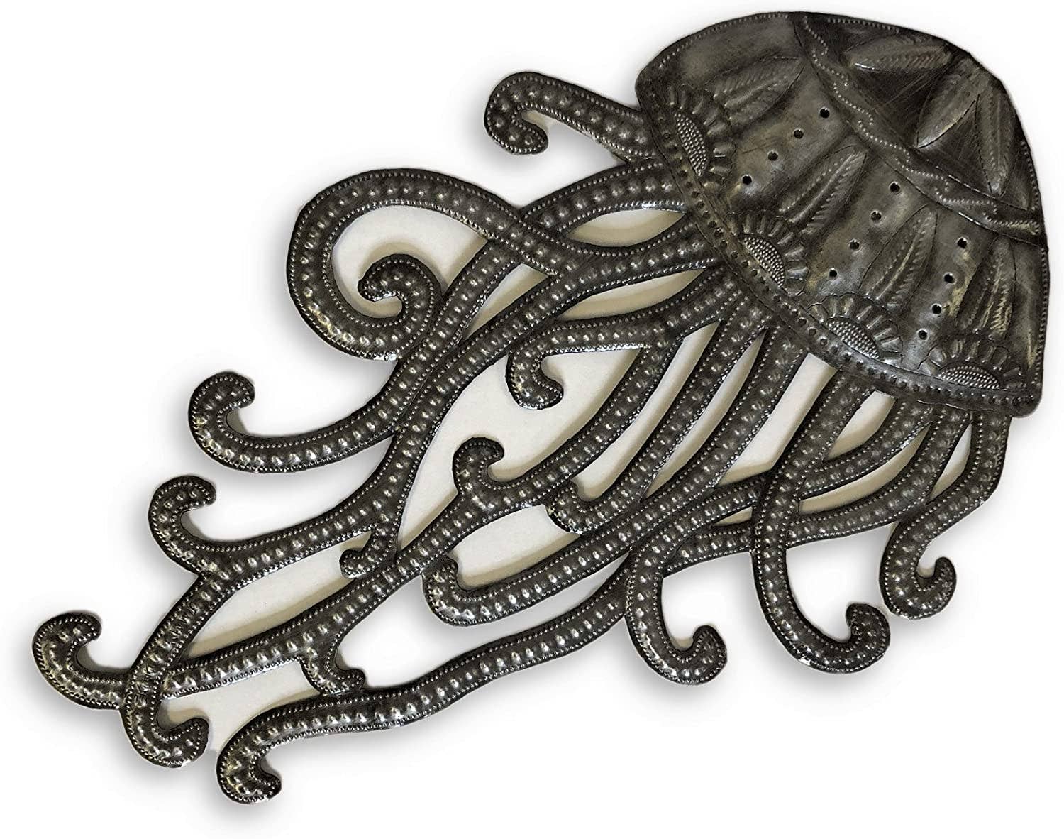 18.5" x 12" Jellyfish, Handmade Haitian Metal Art Fair Trade
