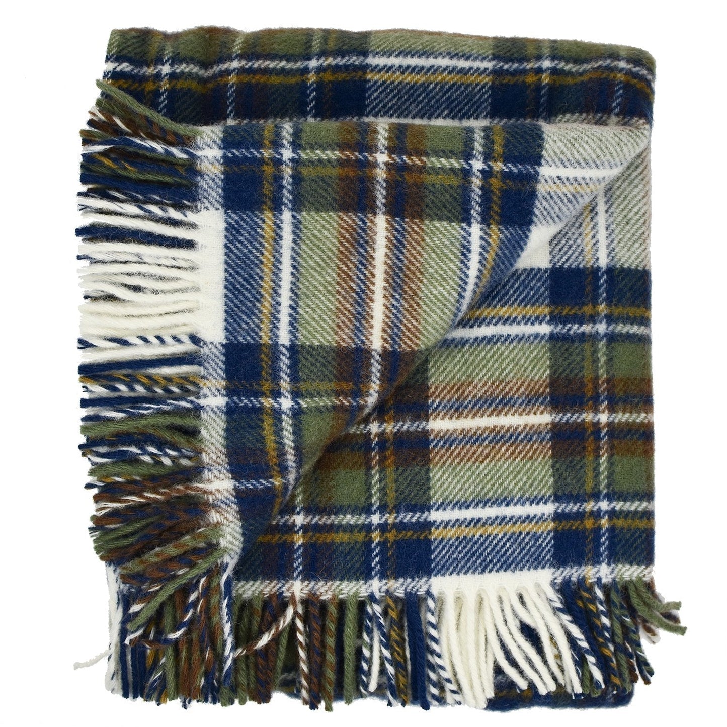Highland Tweeds Fluffy Throw - Muted Blue Dress Stewart