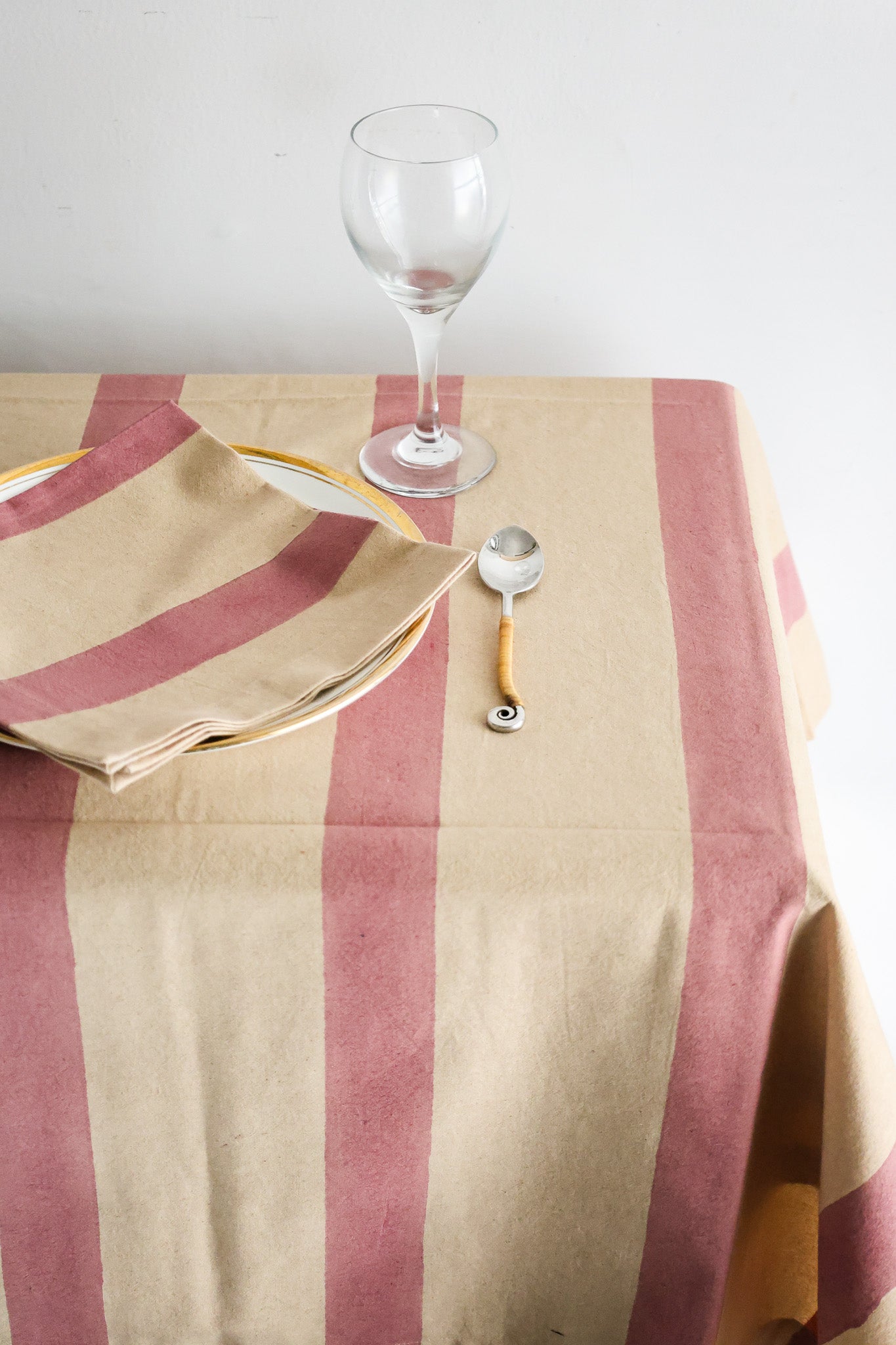 Oh! Stripes (Rose) Block Print Napkins, Set of 4