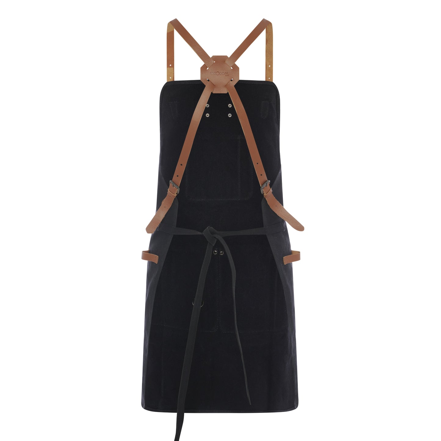 Waxed Canvas Work Apron with Leather Straps & Utility Pockets