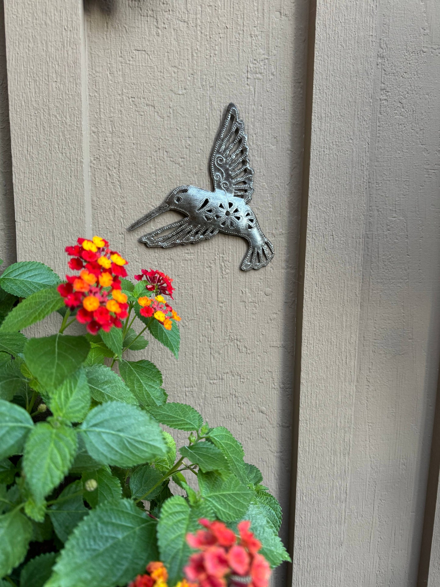 Hummingbird Wall Decor, Home Garden Accent, Floral Cutout