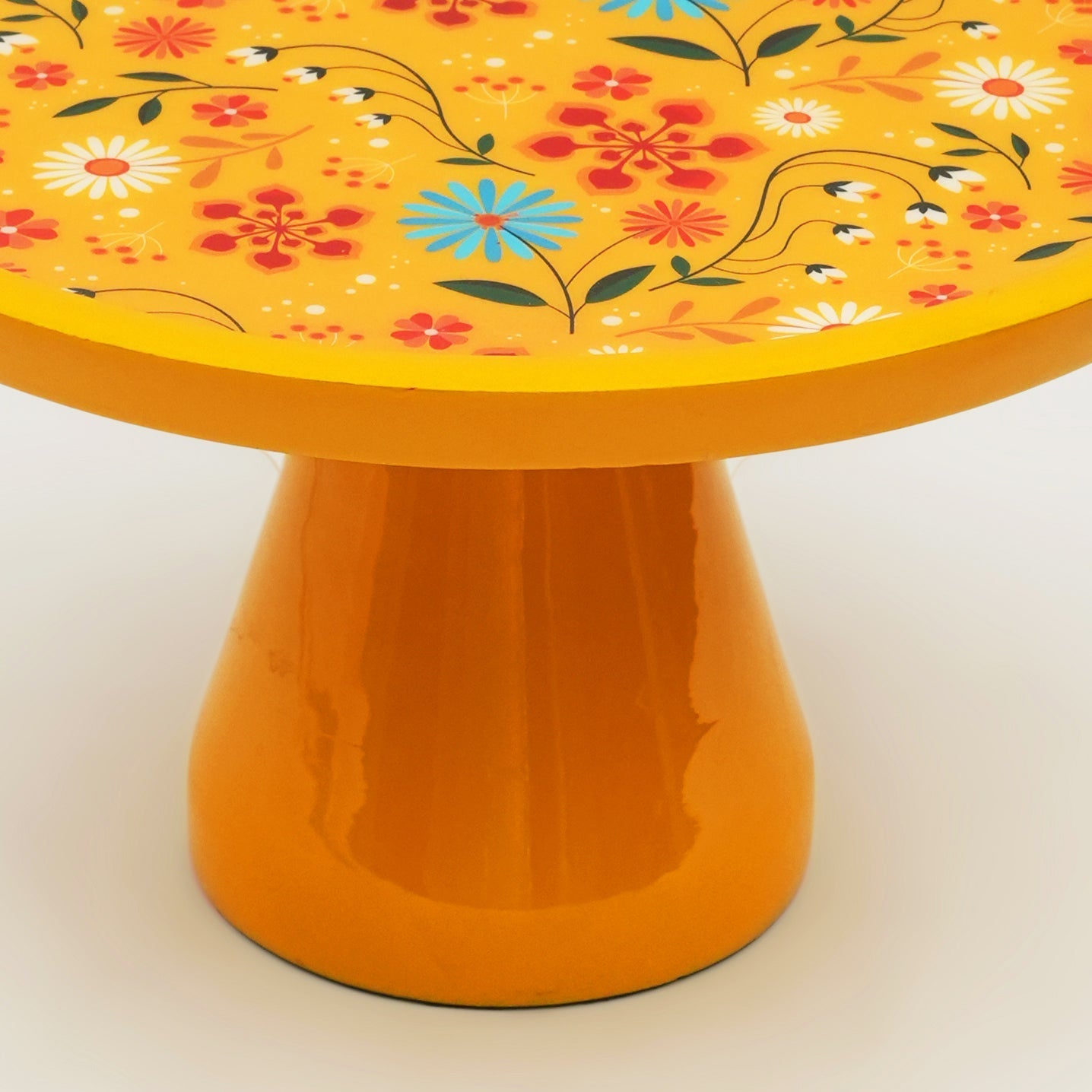 Handcrafted Sunburst Bloom Wooden Cake Stand
