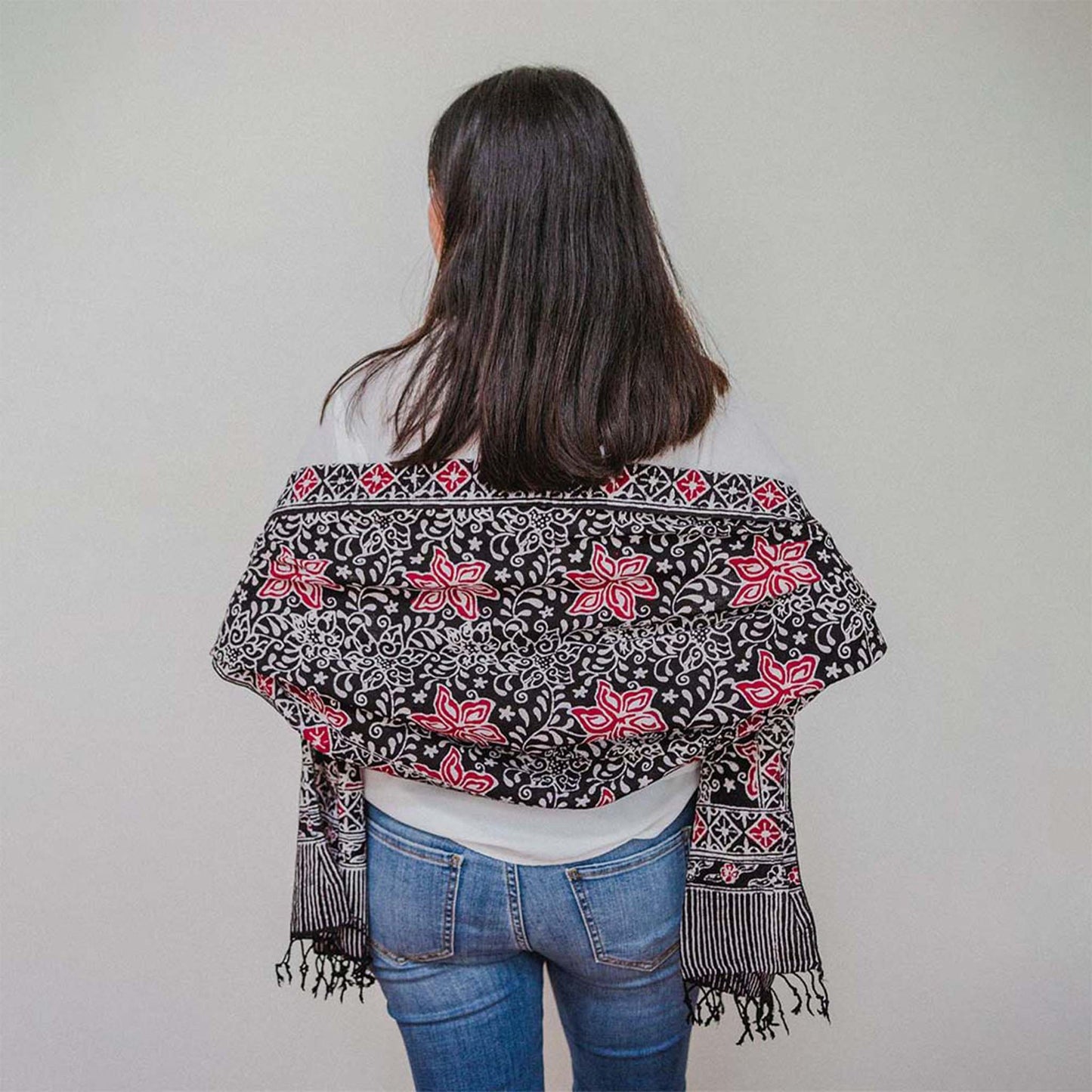 Hand Dyed Batik Scarf - Floral Star