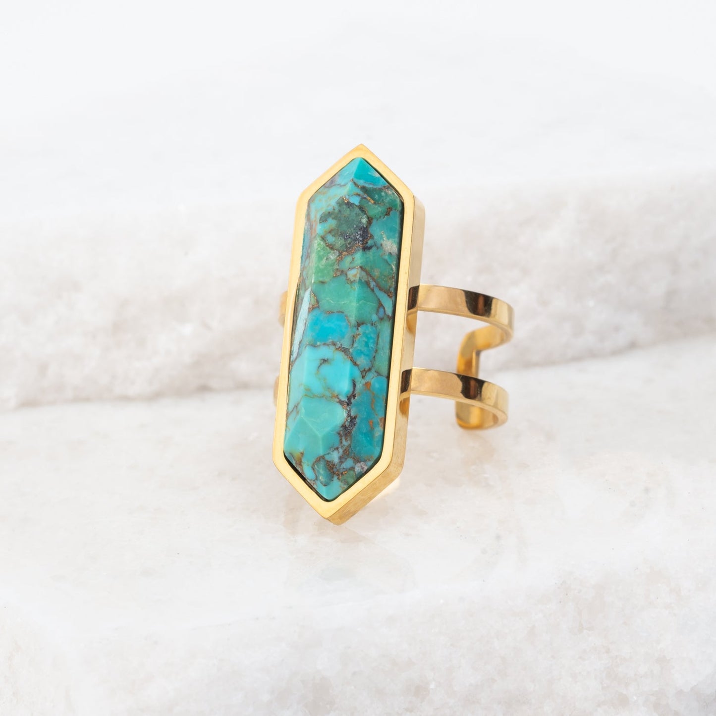 Stunning hand crafted women's jewelry, rings for women, gold and turquoise ring, Starfish Project meaning