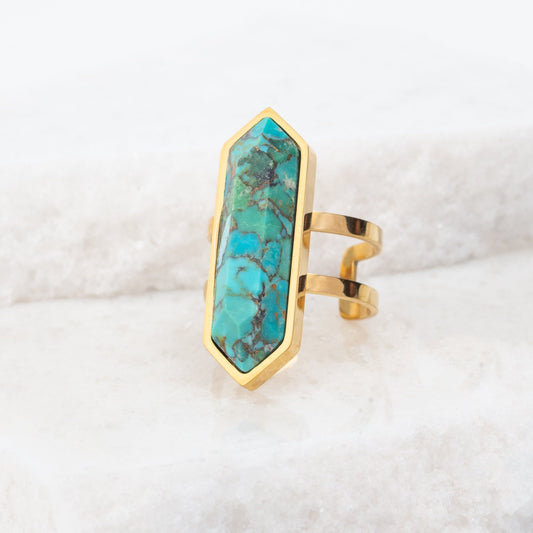 Stunning hand crafted women's jewelry, rings for women, gold and turquoise ring, Starfish Project meaning