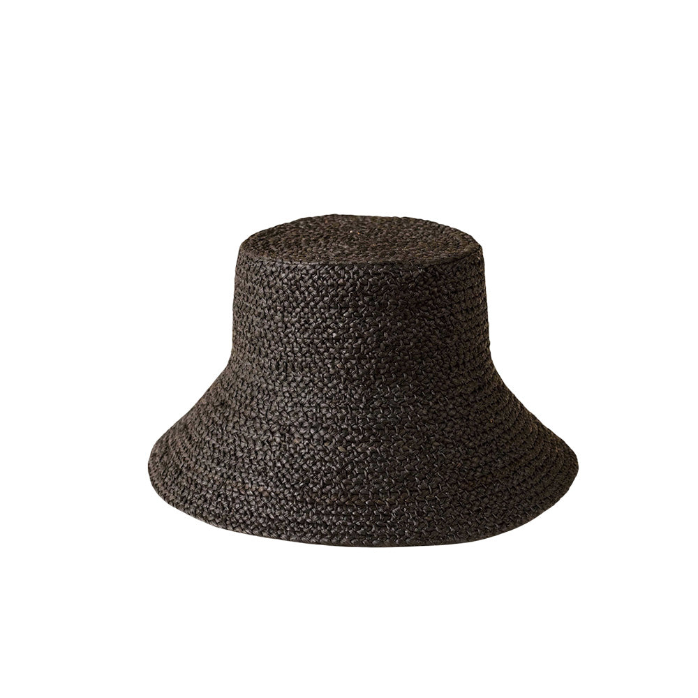 Raffia Bucket Hat Black