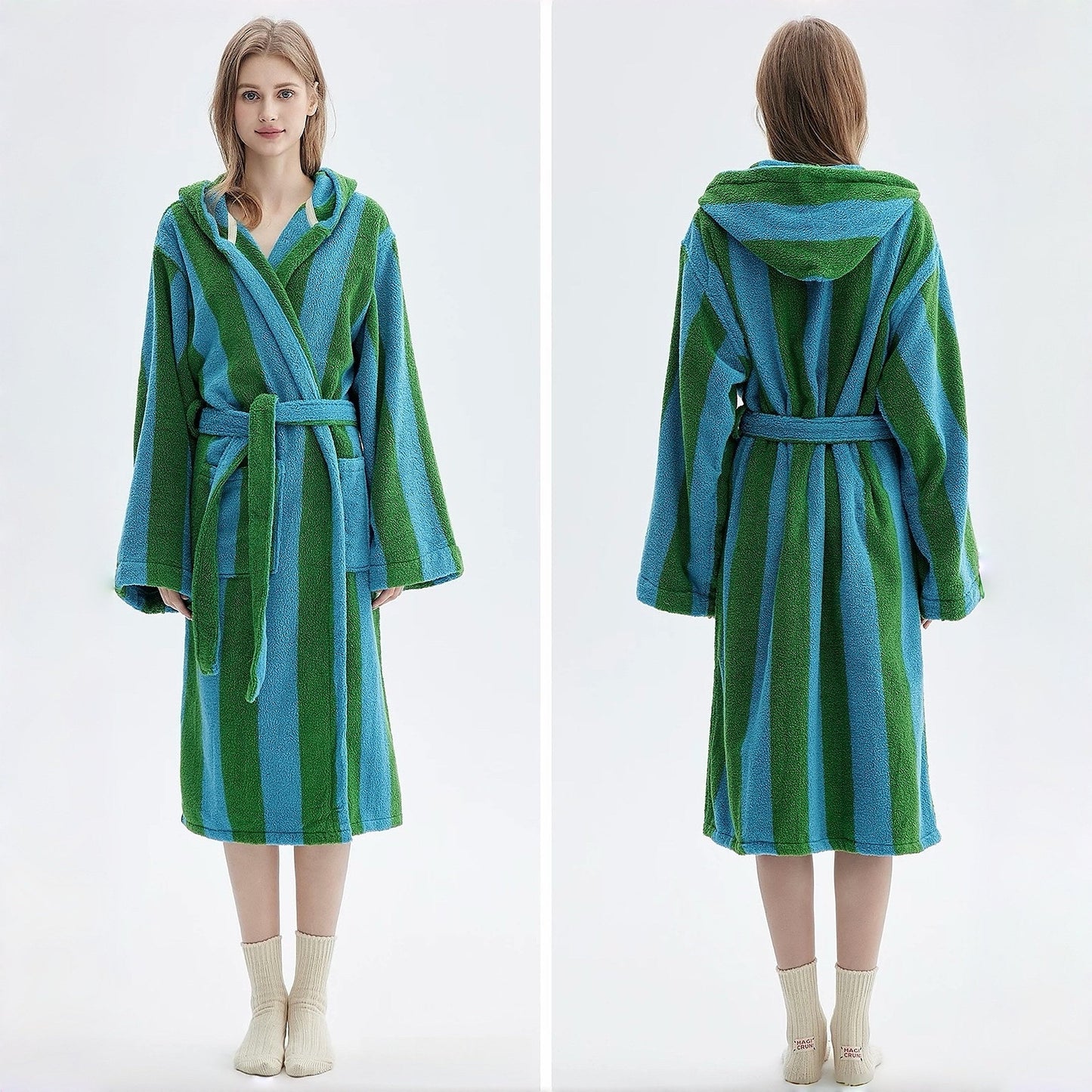 Ultra Soft Retro Whimsical Stripe Bath Robe