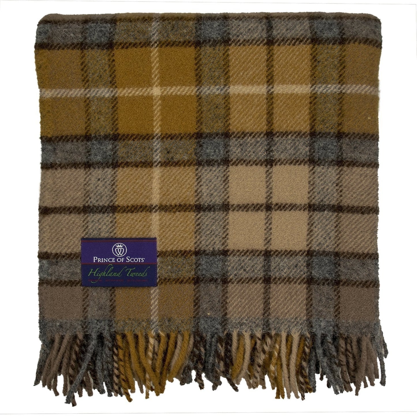 Highland Tweeds Pure New Wool  Fluffy Throw - Natural Buchanan