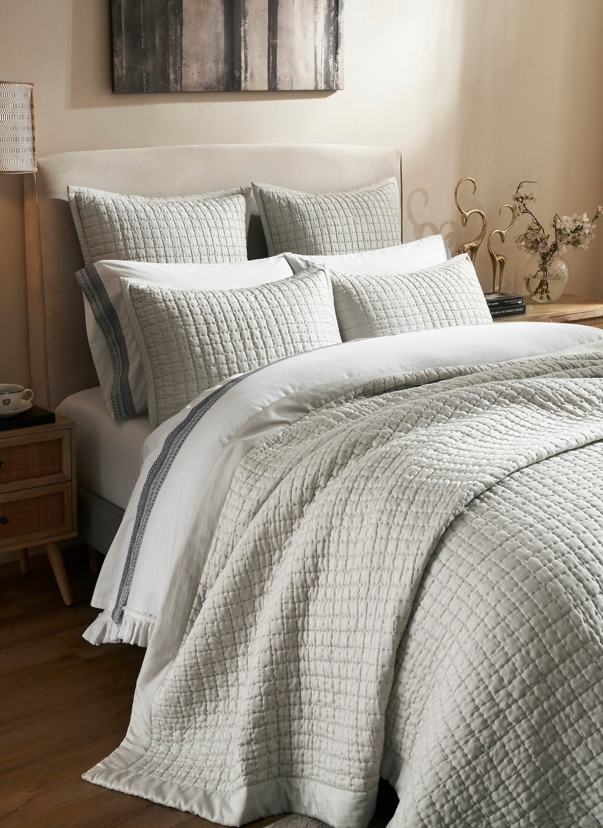 Malibu Square Quilted Silk Coverlet