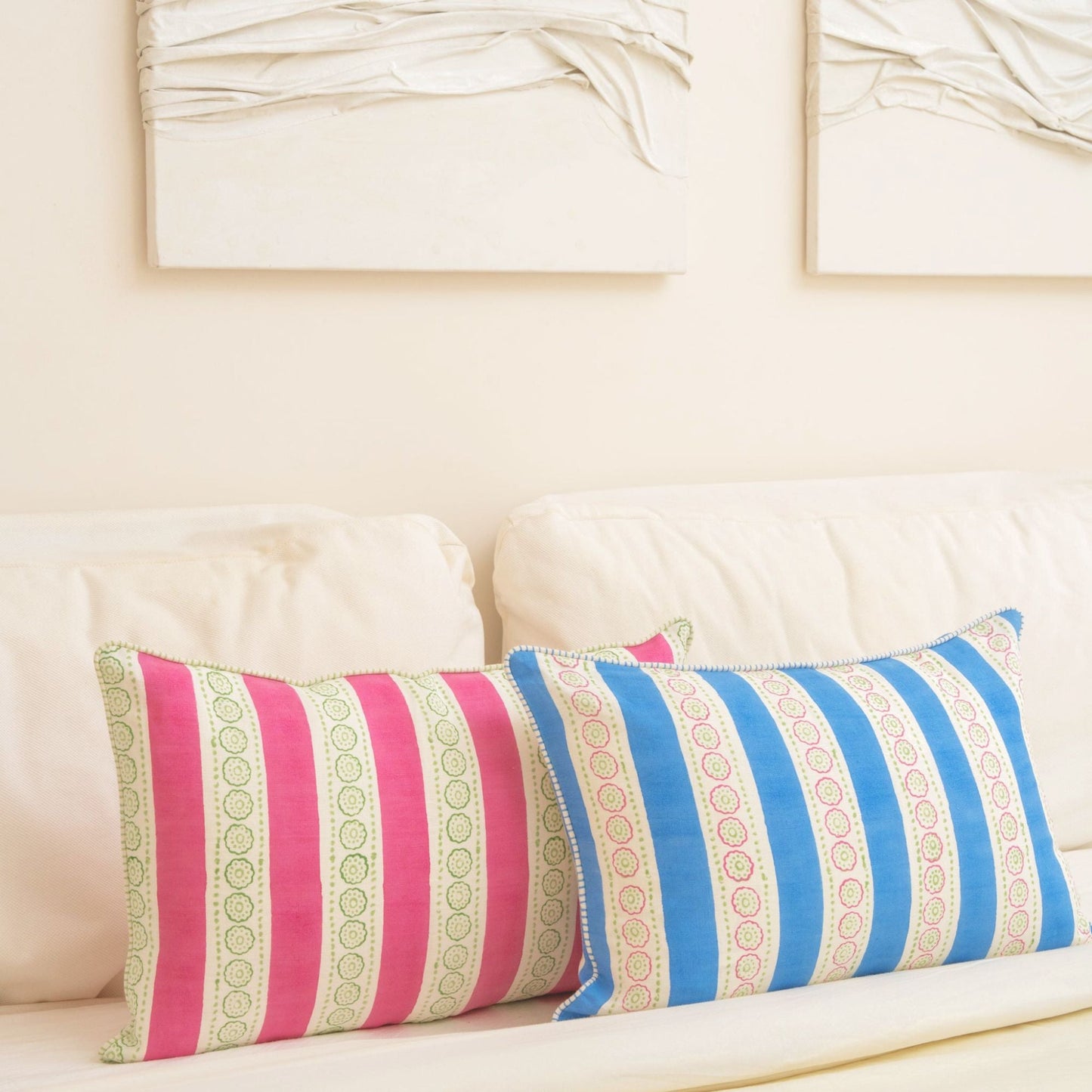 Malhaar Linen Pillow Cover - Blue