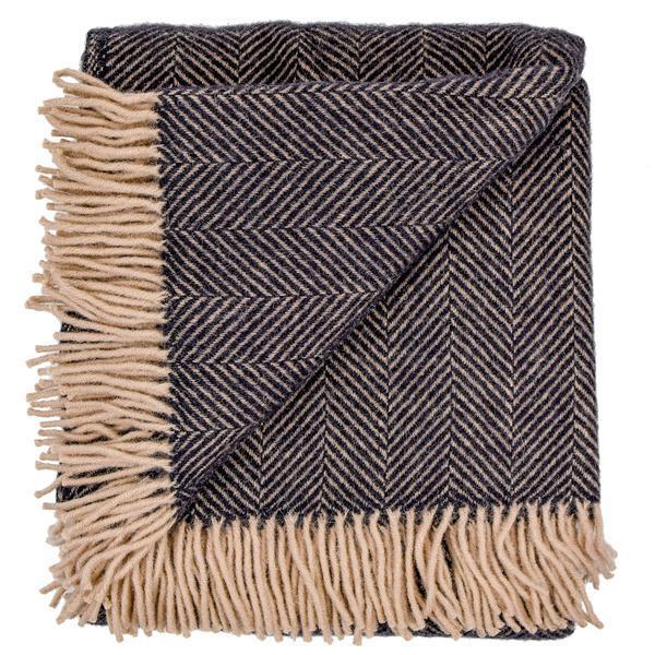 Highland Tweeds Herringbone Roll-Up Travel Blanket ~ Black ~