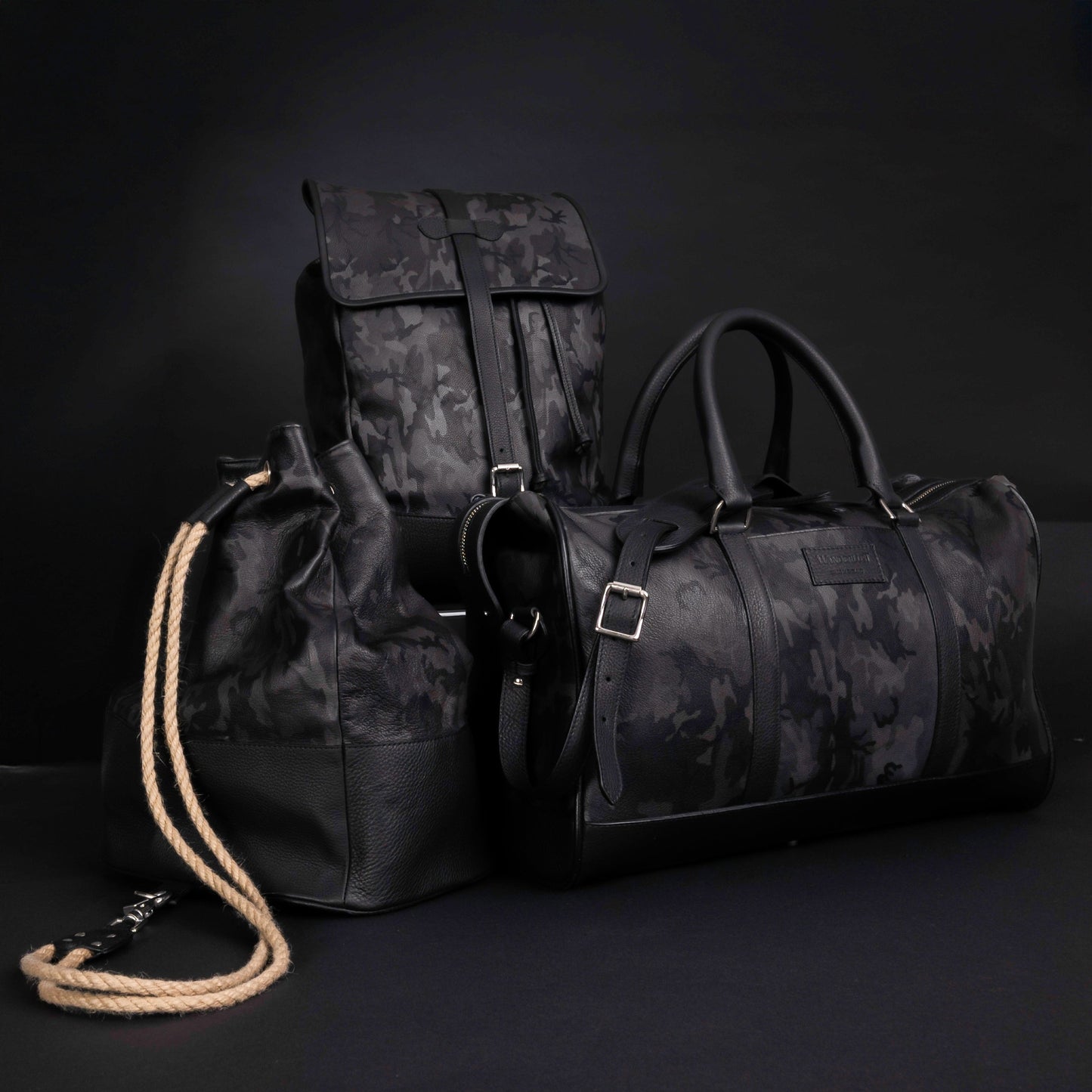 Wanderlust Leather Duffle Bag - Grey Camo