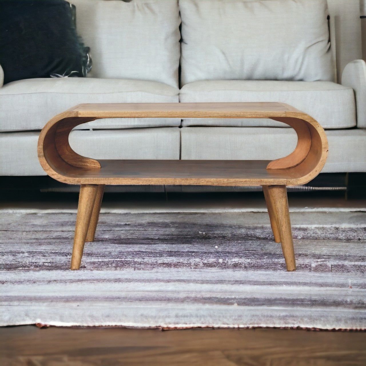 Solid Wood Open Oak-ish Coffee Table, Nordic Legs