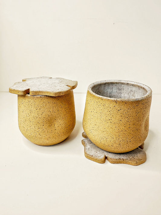 OCEAN SAND CUP SET (2 cups + 2 Flower coasters)