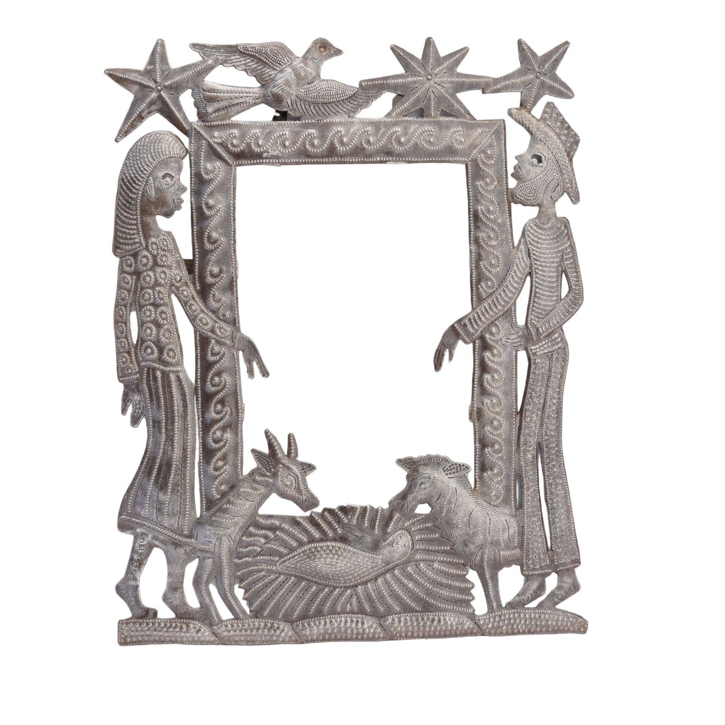 Handmade Haitian Metal Nativity Frame