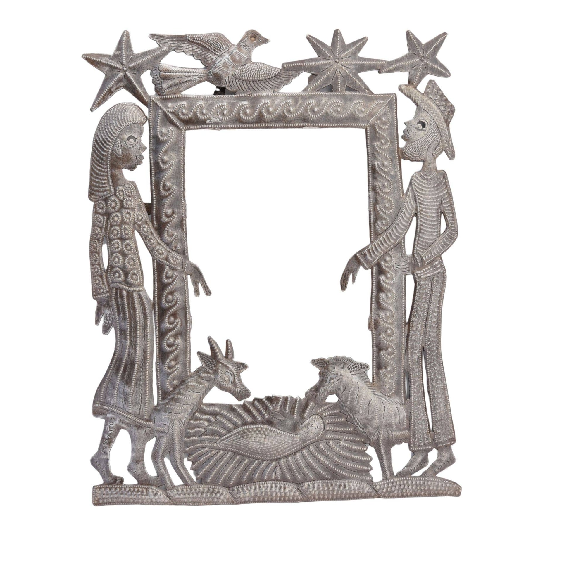Handmade Haitian Metal Nativity Frame