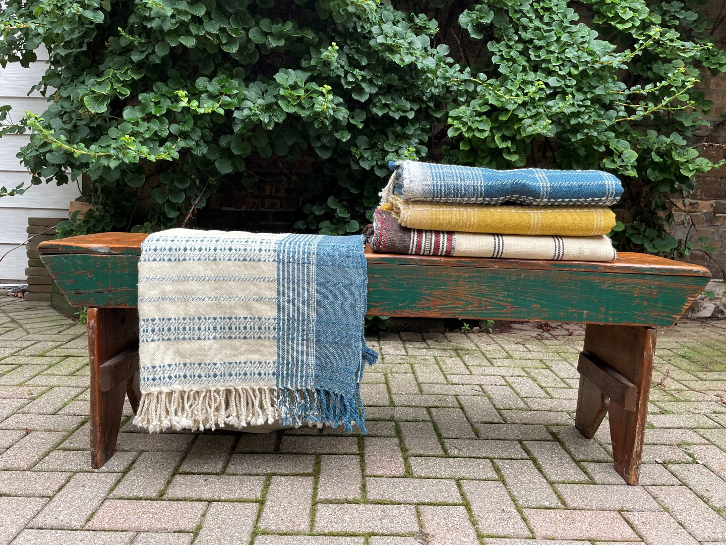 BK Shell/Indigo Handwoven Bedspread