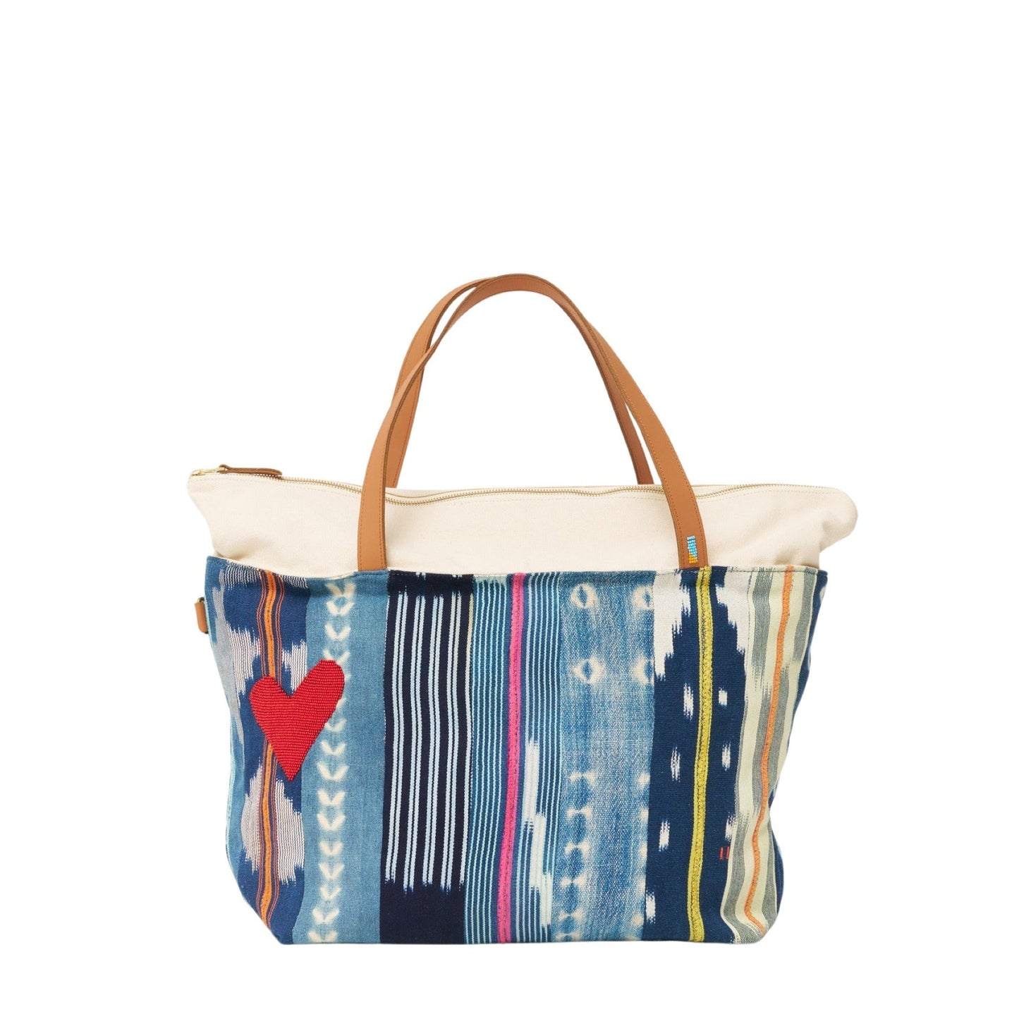 Baule Adventure Tote with Red Beaded Heart