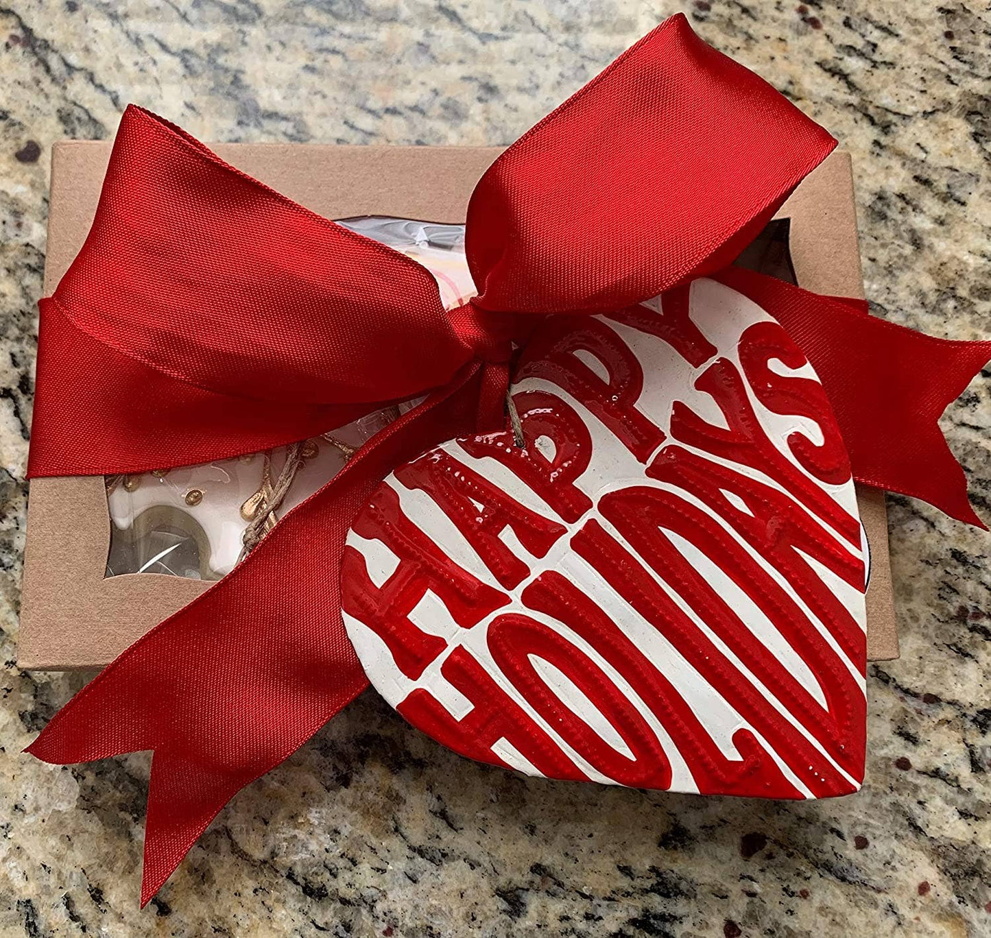 Ornament, Decor Collection, Happy Holidays Heart 4.25x4.5"