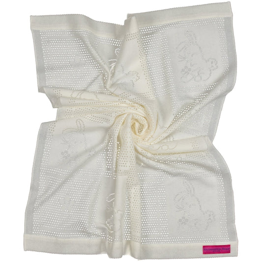 Southampton Home Lace Weave Bunny Baby Blanket - Ivory