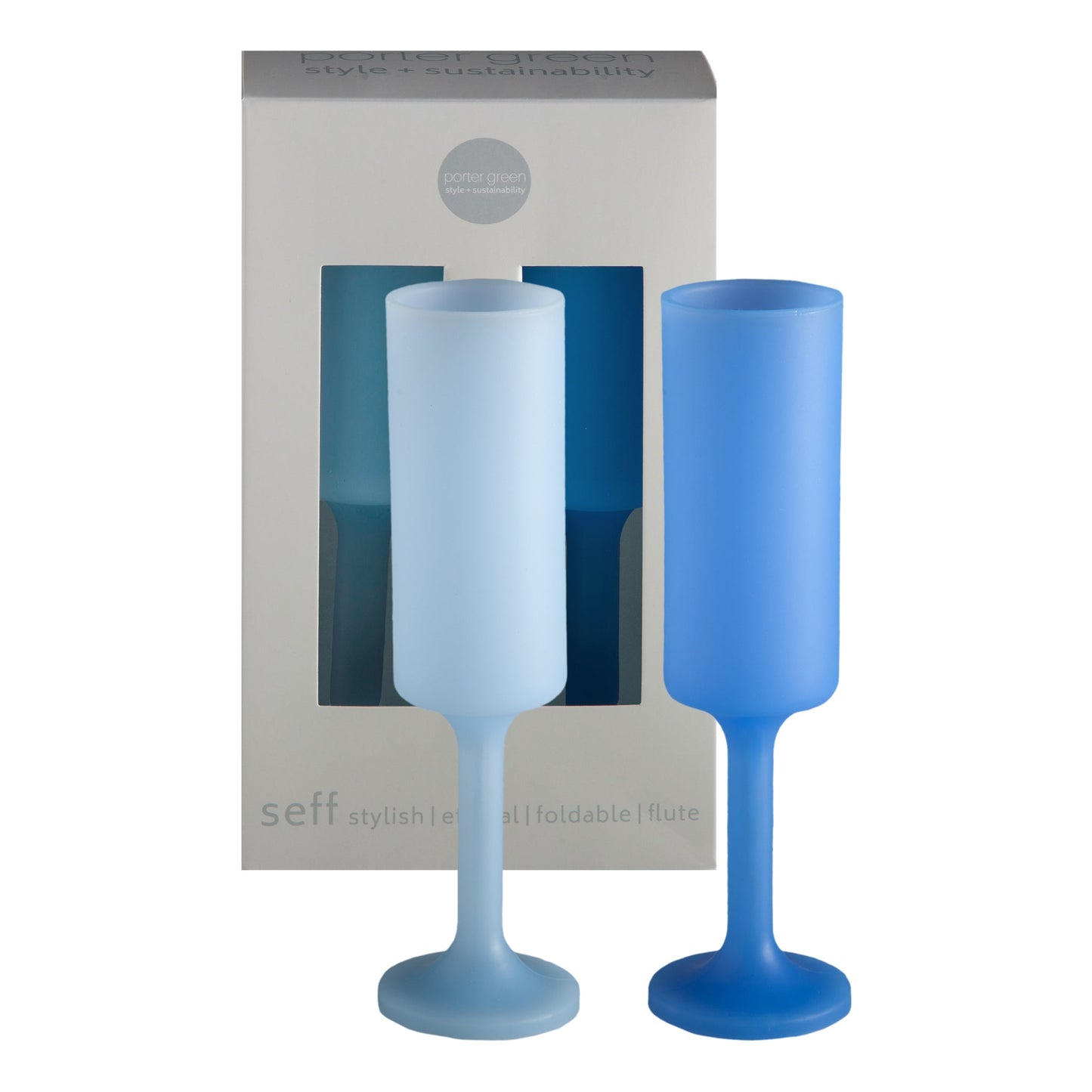 Sky + Kingfisher | Seff | Unbreakable Champagne Flutes