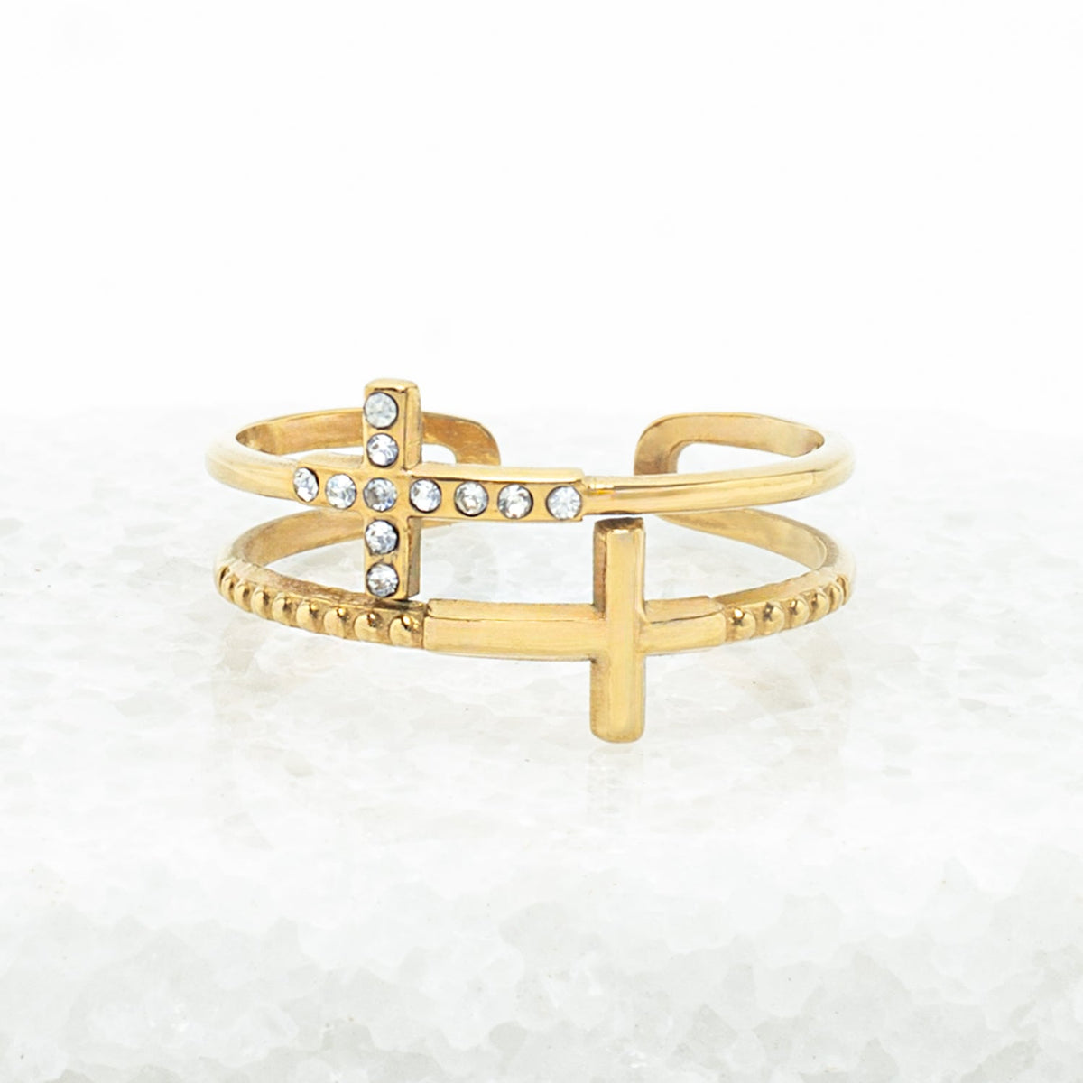 Golden Cross Serenity Ring