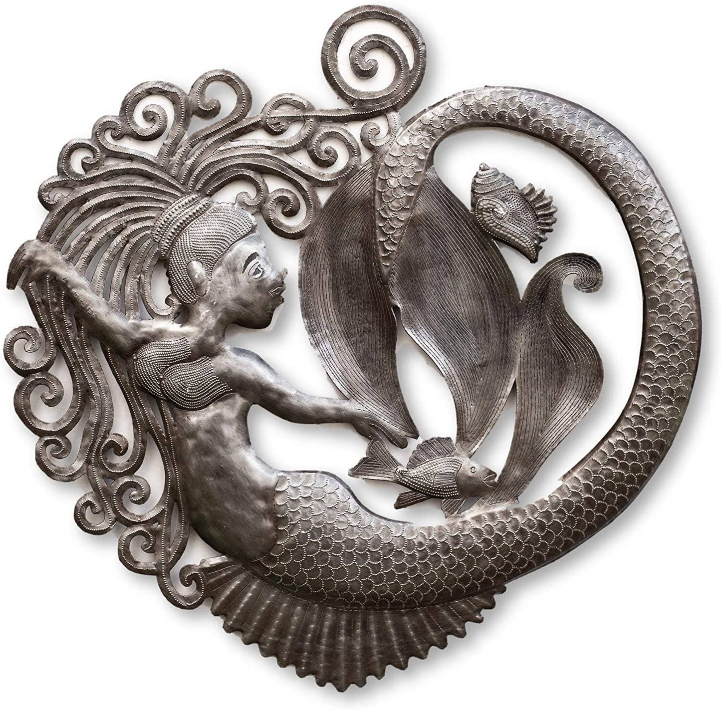 23" Mermaid Art, Heart Shaped Plaque, Nautical and Sea Life