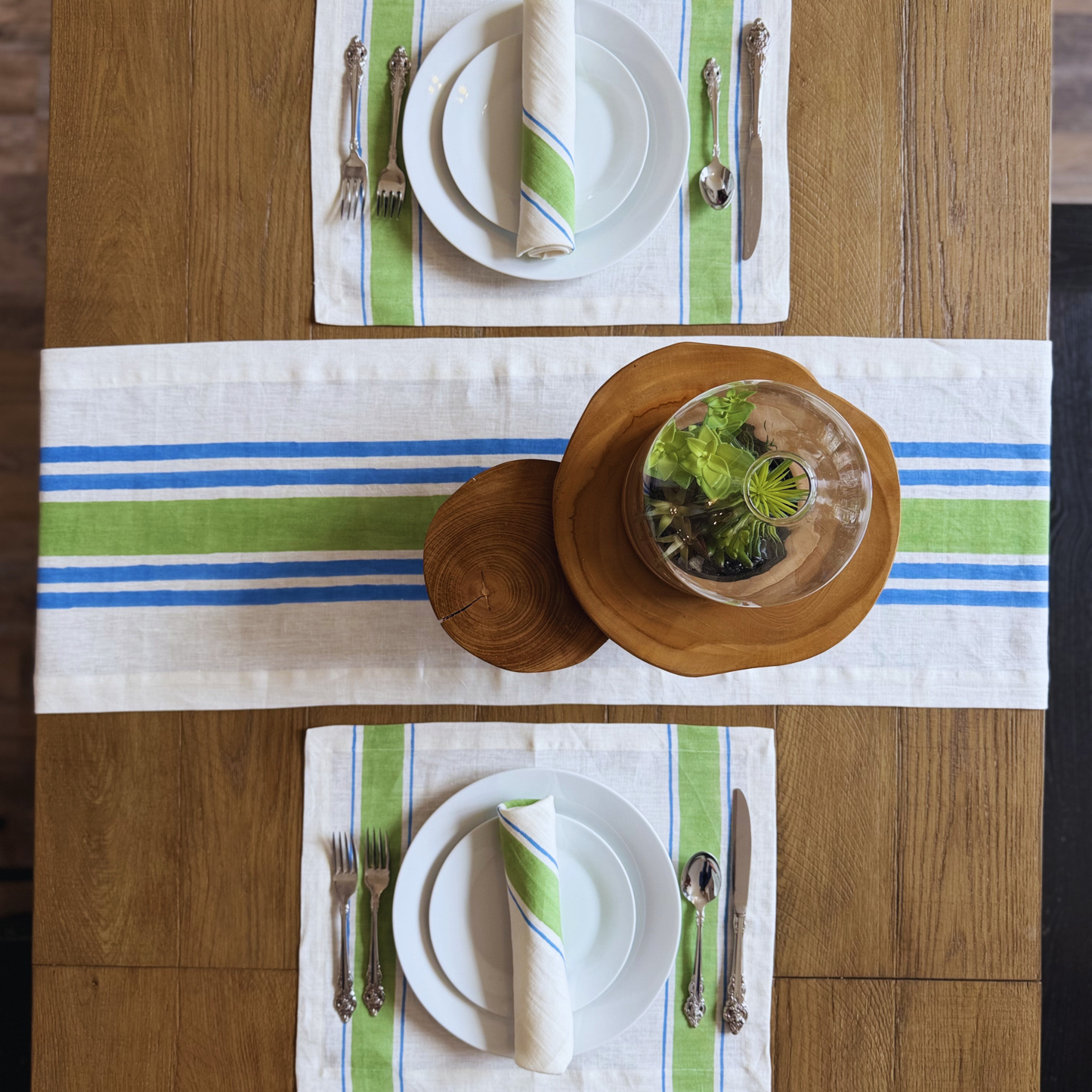Leher Linen Placemats - Green (Set of 2)