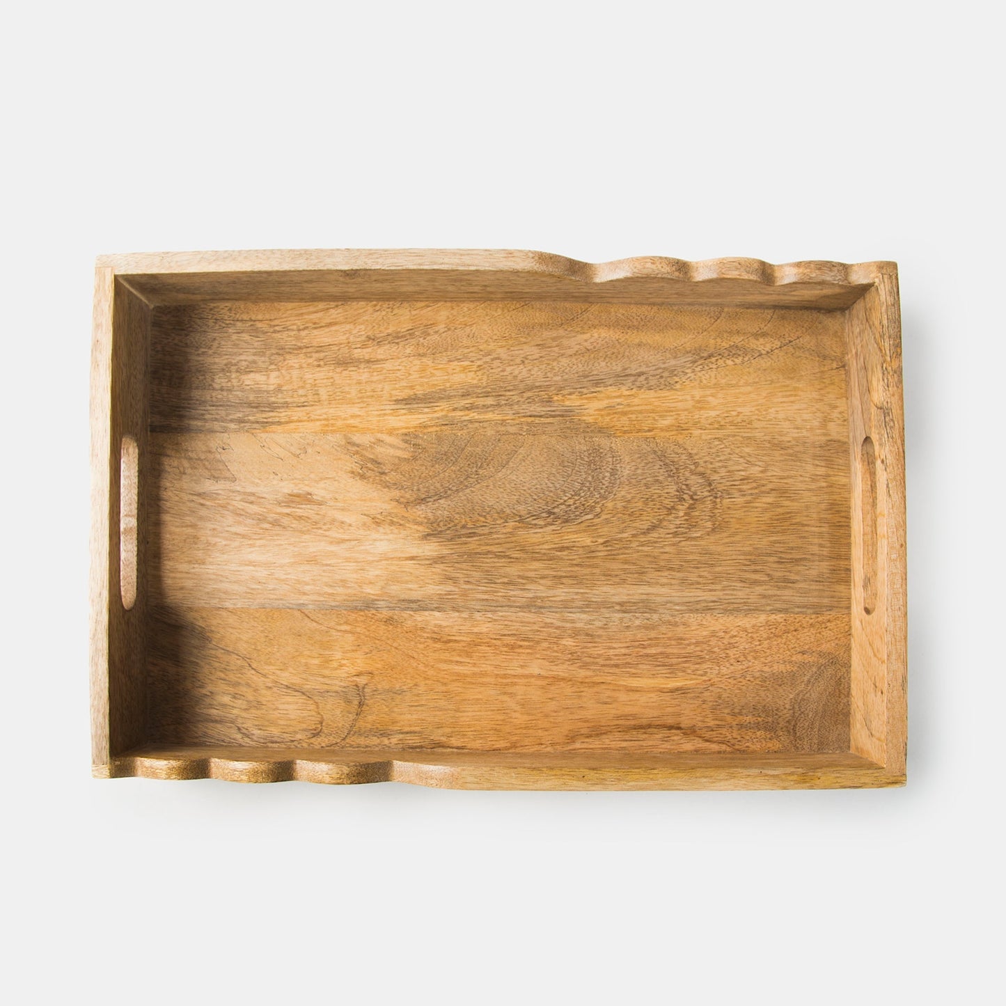 Handcarved Scalloped Elegance Mangowood Tray