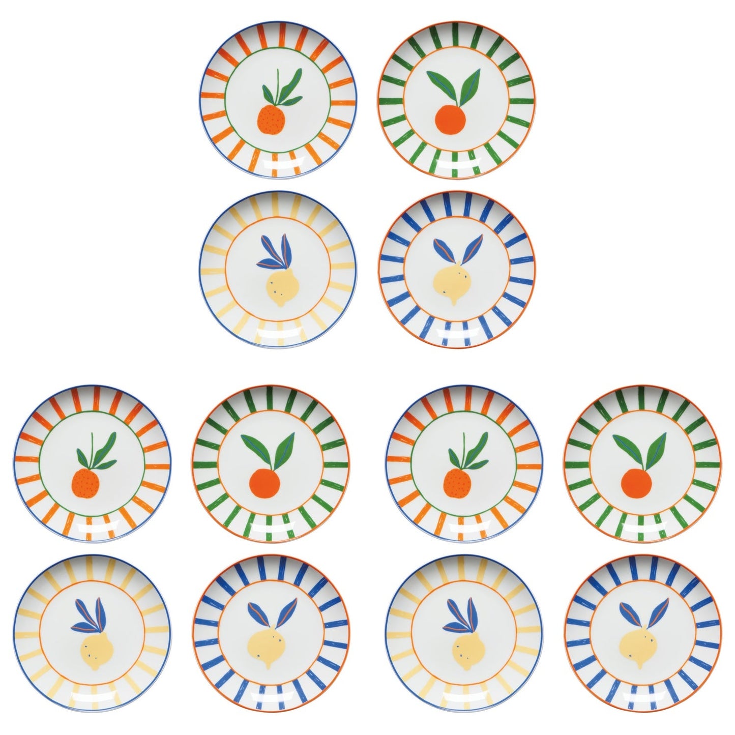 Set of12 Appie Plates Citrus Burst