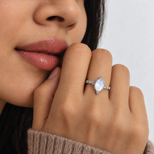 Lunar Crest Moonstone Ring