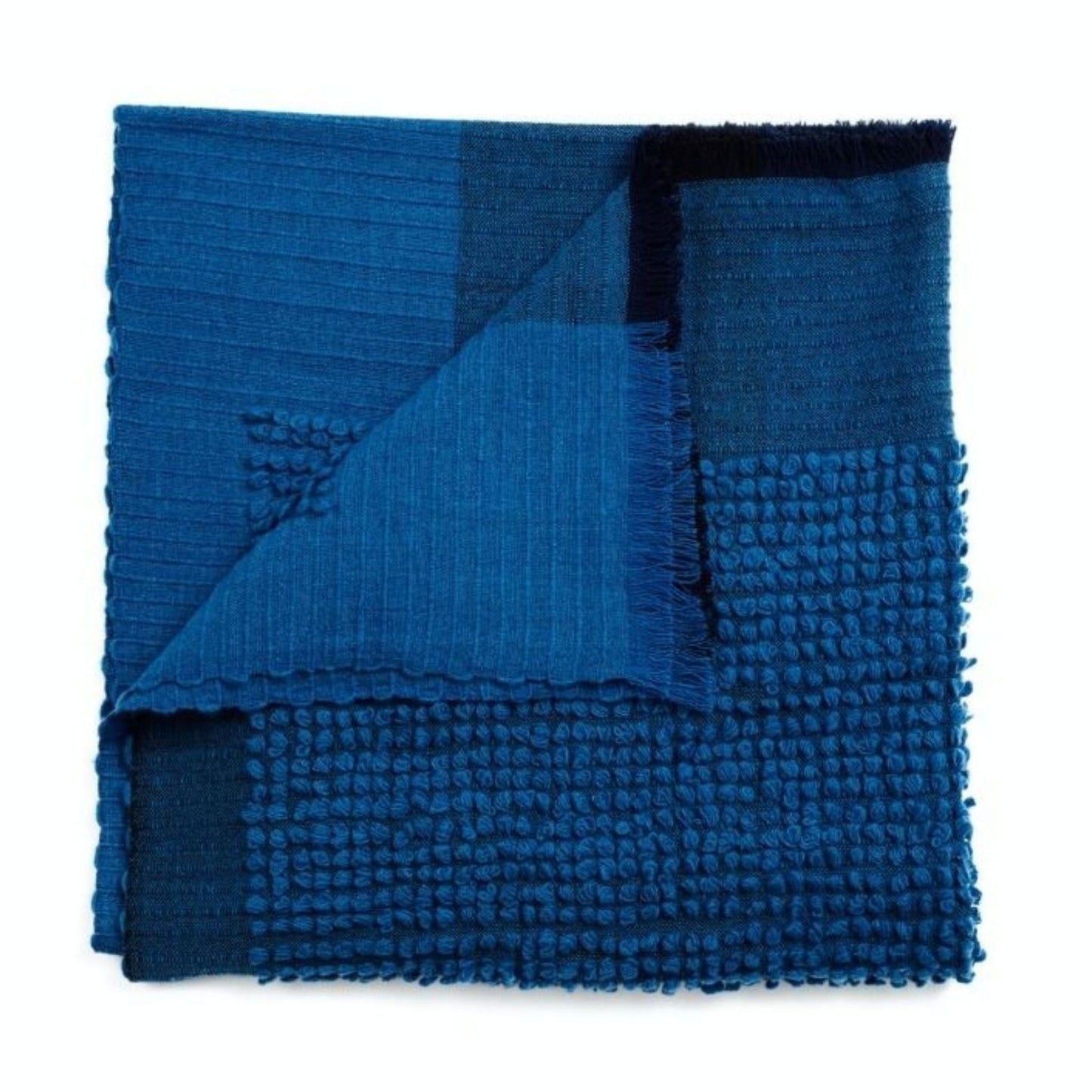 Macaroon Midnight Dark Blue Textured Merino Handloom Throw