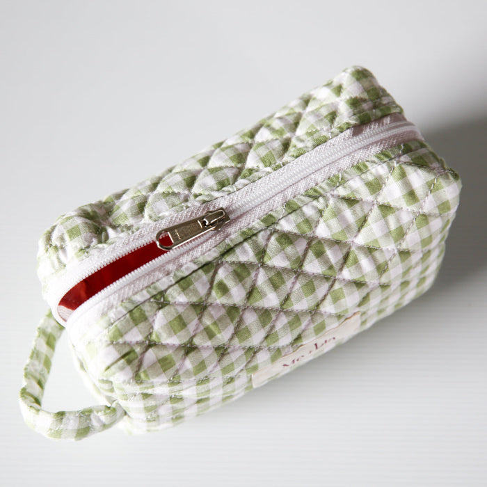 Gingham Matcha Make-up Pouch - Small