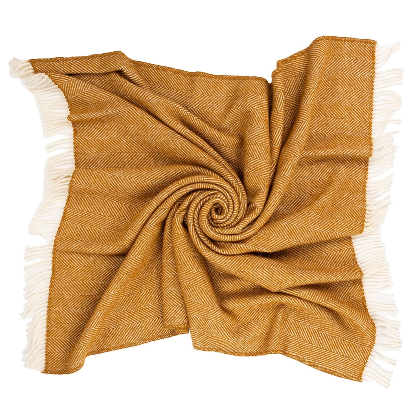 Highland Tweeds Herringbone Pure New Wool Throw - Whiskey