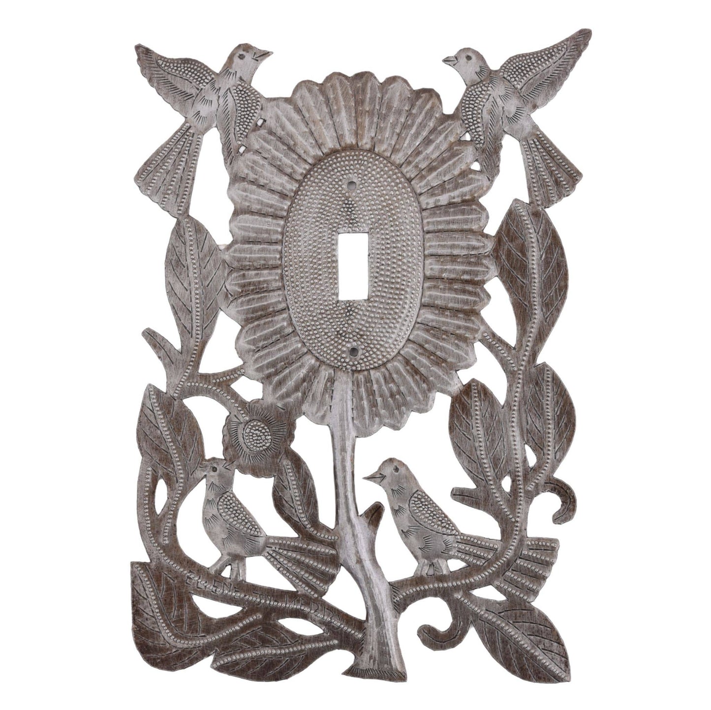 Haitian Metal Sunflower Switch Plate Cover with Dragonflies