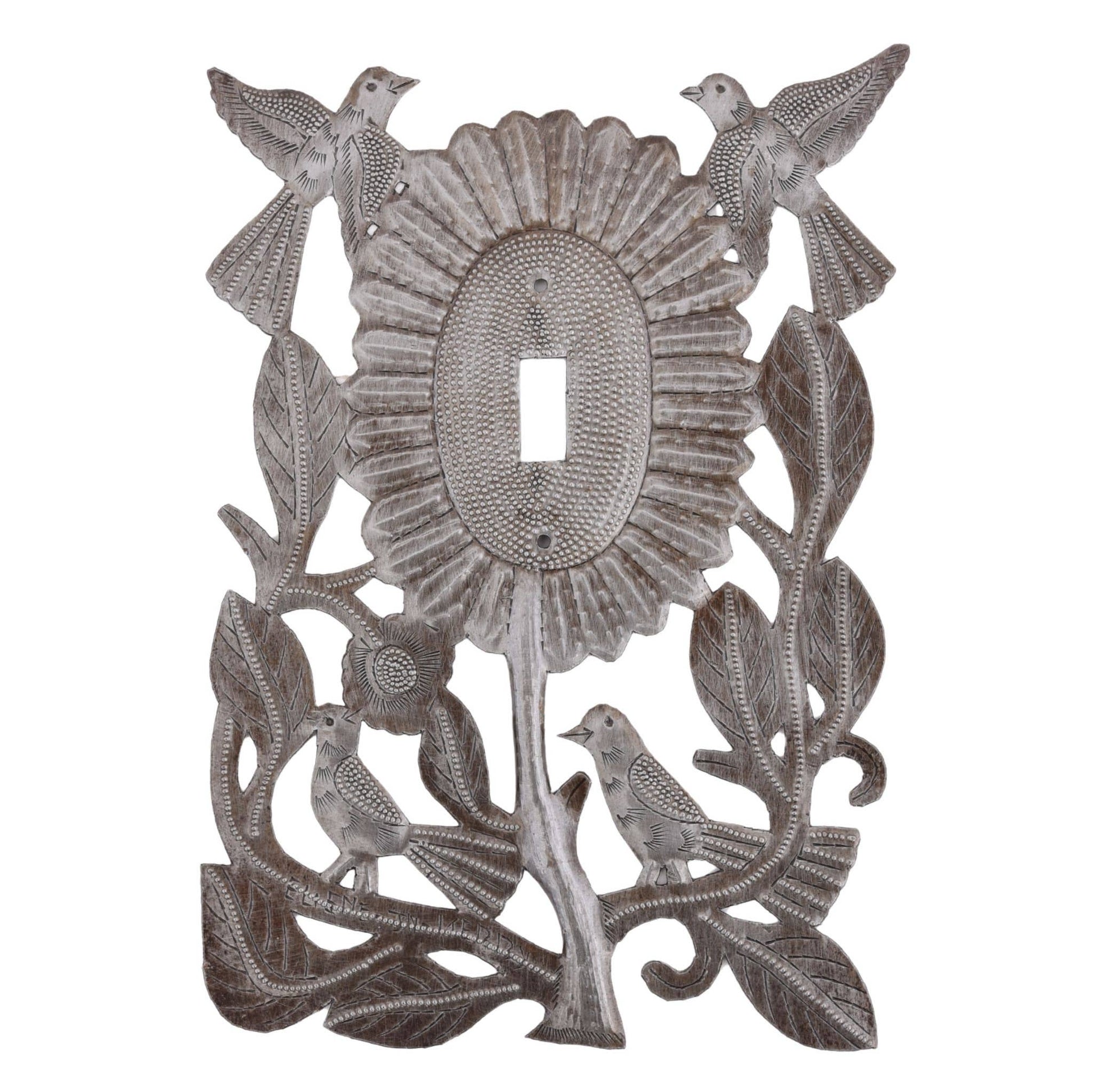 Haitian Metal Sunflower Switch Plate Cover with Dragonflies