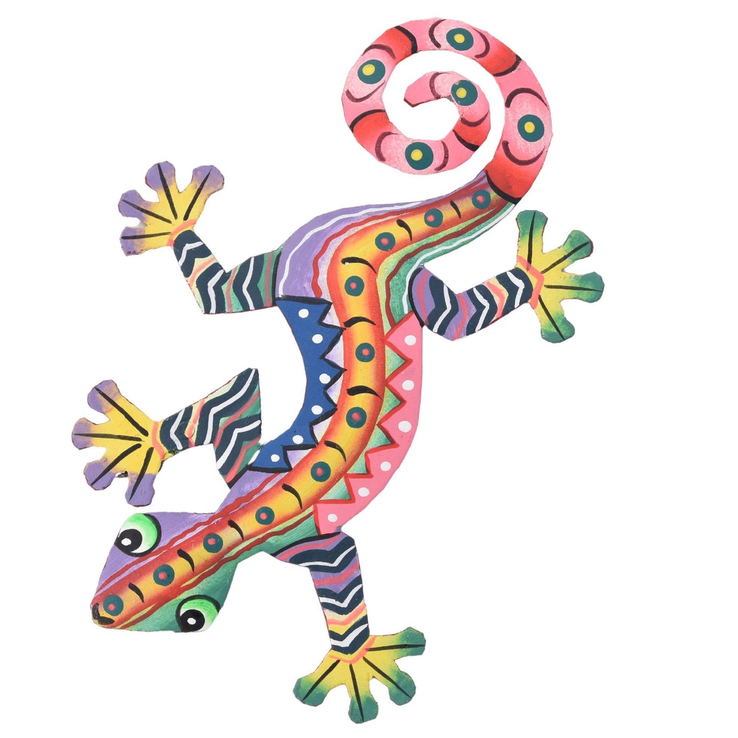 Hand-Painted Metal Gecko – Recycled Haitian Art Matt Finish