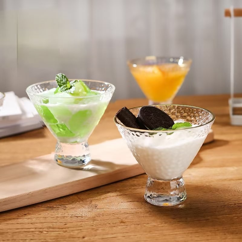 Clear Hammered Cocktail Martini Glasses