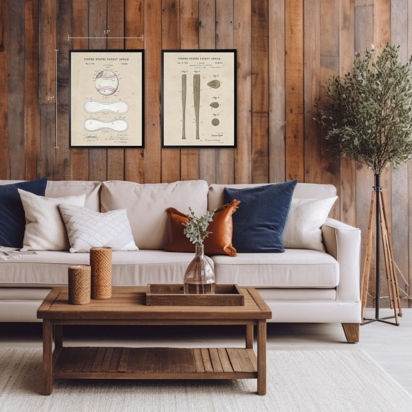 Baseball Patent in Black Frame