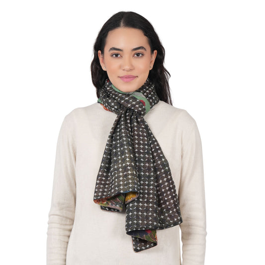 Reversible Garden Patchwork Scarf – Rustic Indigo