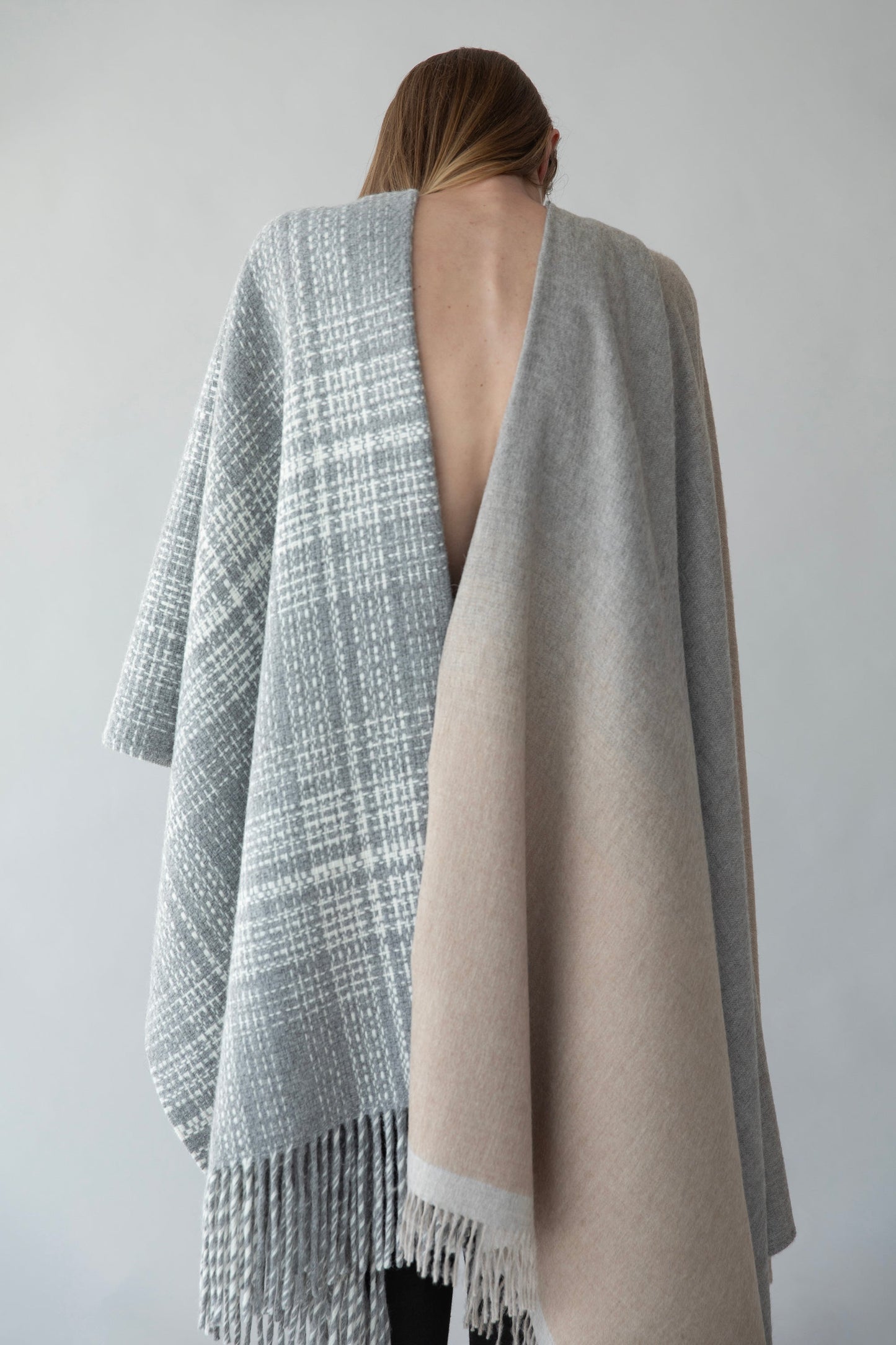 Rustic Alpaca Plaid Throw - Grey