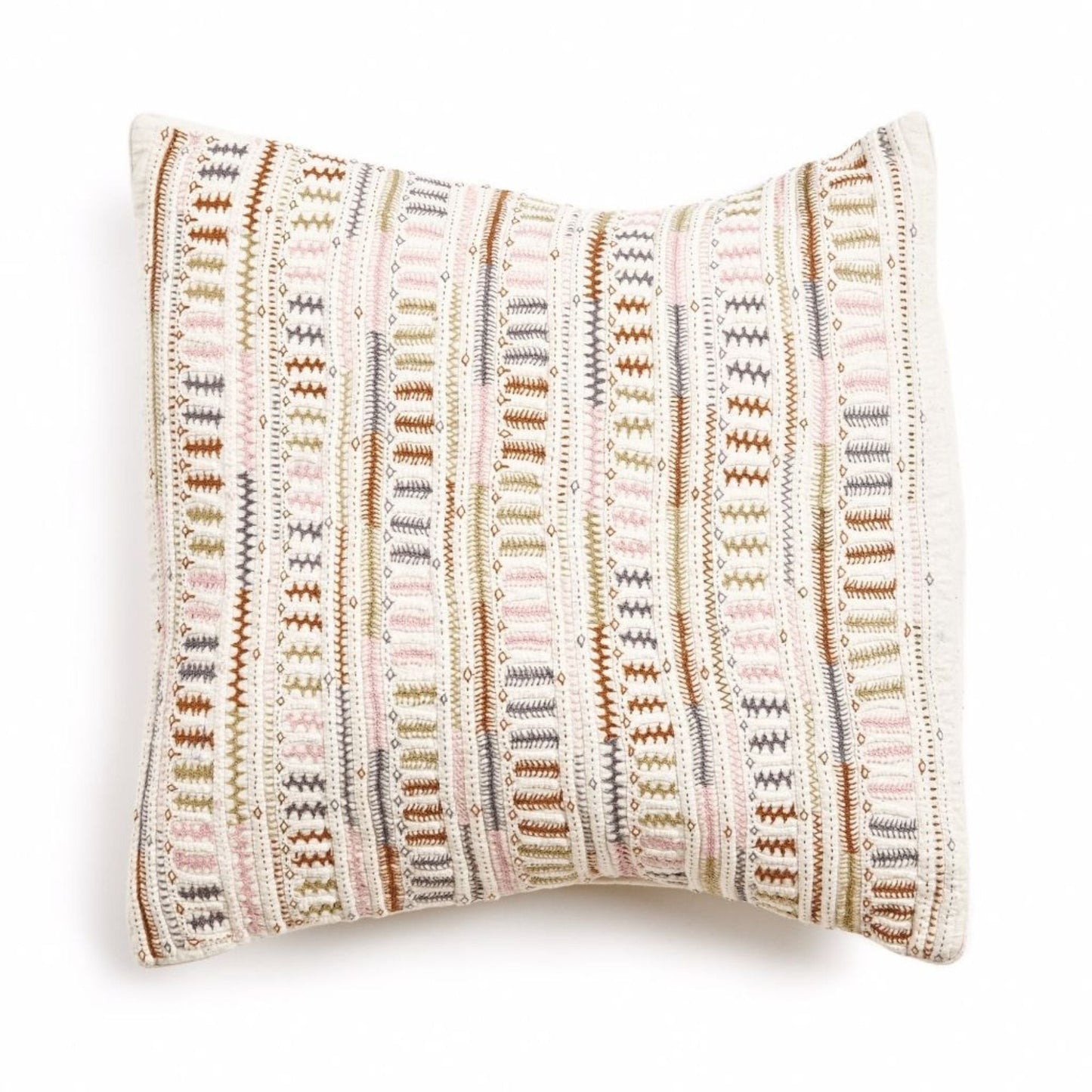 Dahli Coral Artisanal Hand Embroidered Pillow Cover