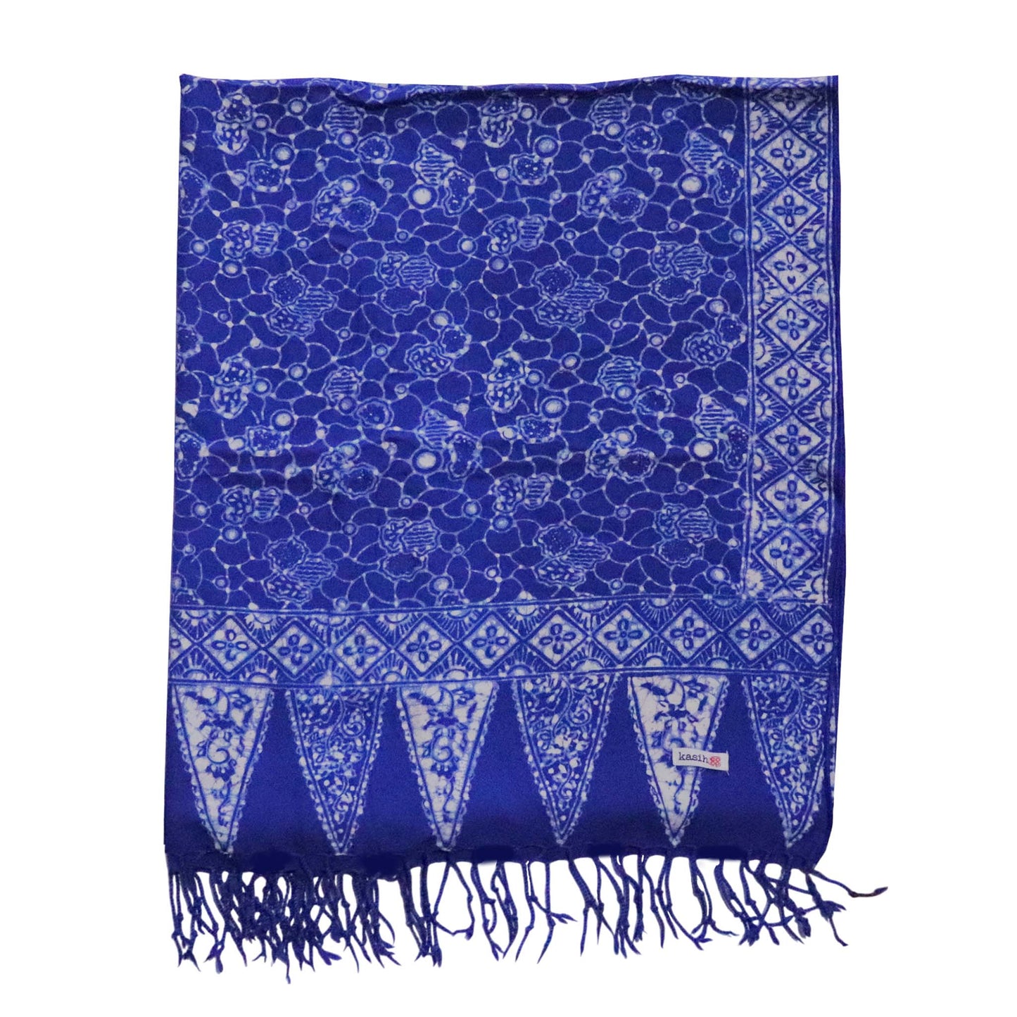 Handmade Batik Scarf, soft Cotton, Boulder, Blue, Light Blue, White