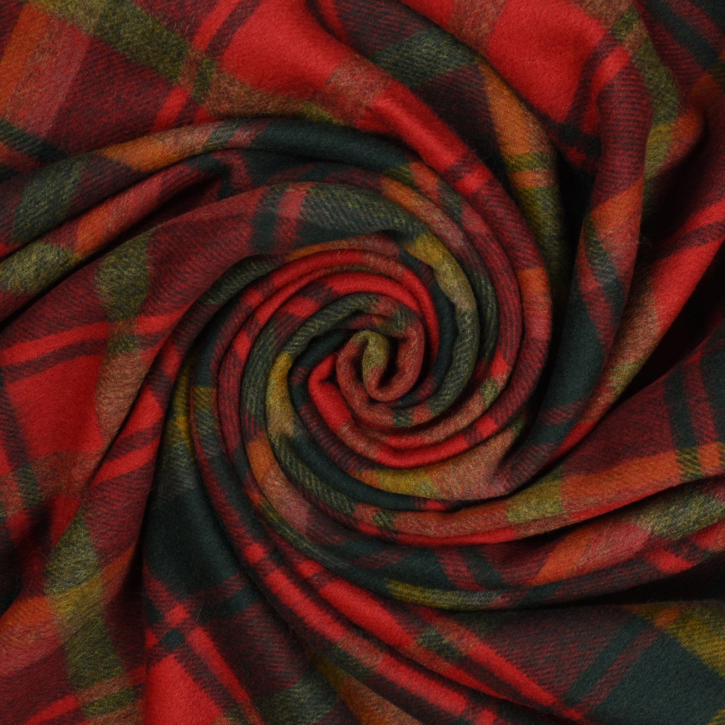Highland Tartan Tweed Merino Wool Throw - Dark Maple