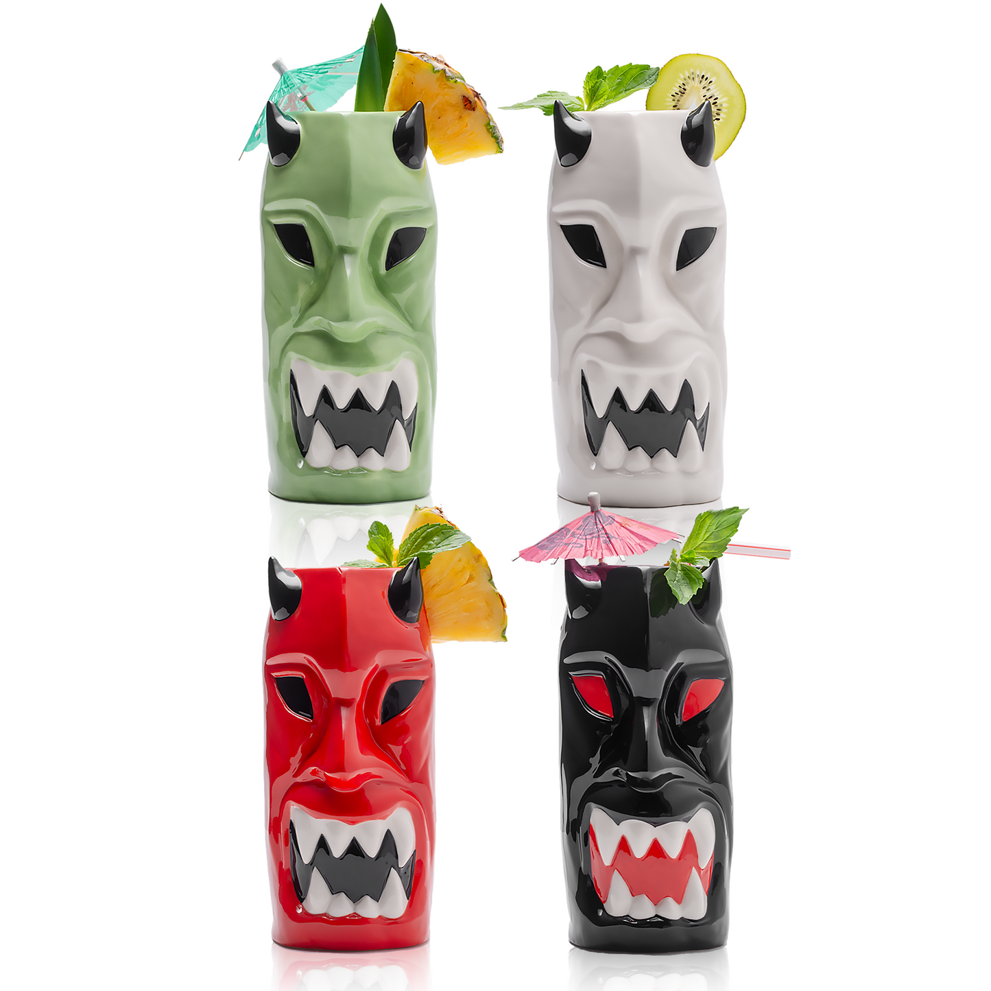 Ceramic Horned Hawaiian Tiki Mugs